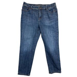 Chicos Jeans Womens Size 1 Blue Denim So Slimming Girlfriend Crop Stretch
